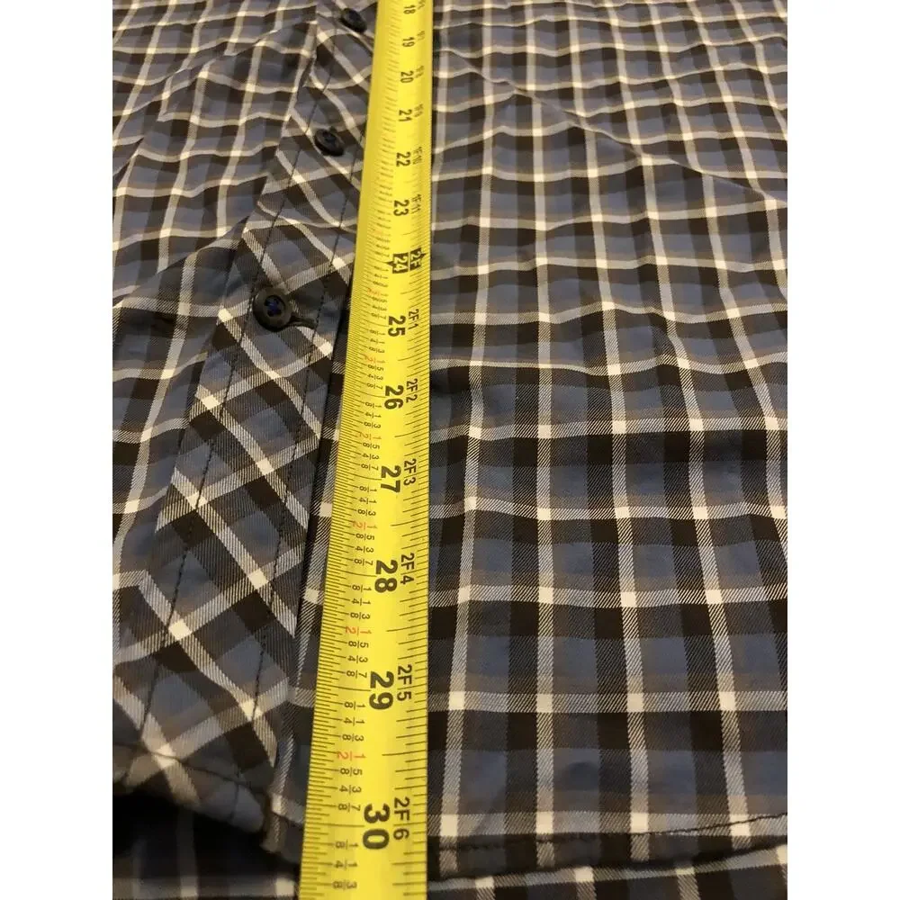 Banana Republic Dress Shirt Mens 15 -15.5 Medium Button Up Plaid Check Blue A5